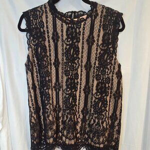 NWT Magnolia Lane Black Lace Tank Top, Size Med